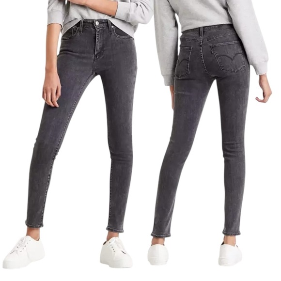 Levi’s 721 High Rise Skinny Jeans True Grit Soft Black Size 31 Premium Denim - Picture 1 of 16
